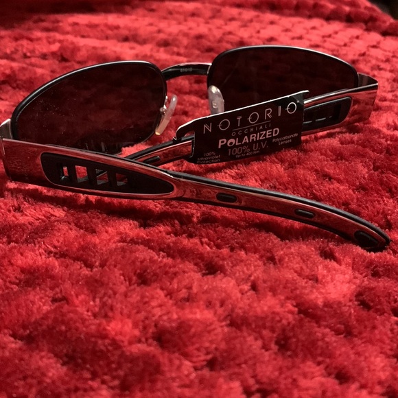 Notorio Occhiali -N142 men’s polarized sunglasses silver / black rim & temples - Picture 9 of 9